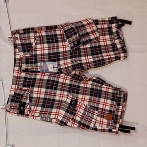 K1X Men's Cargo Shorts  Size L Navy Red White check pattern NWT
